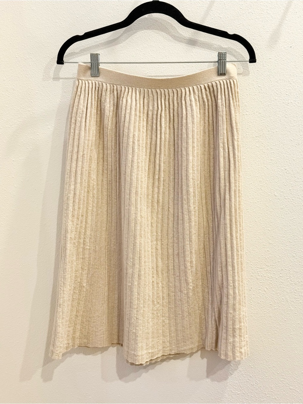 Antonio Melani Wool Cashmere Ribbed Knit Skirt Cream Size S Quiet Luxury
